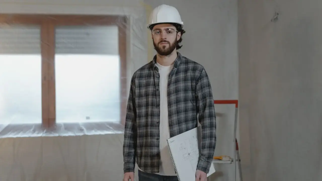 Home Renovation Construction Worker House Blueprint