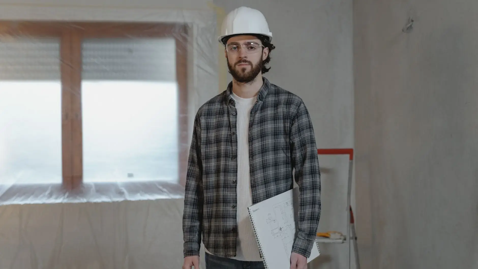 Home Renovation Construction Worker House Blueprint